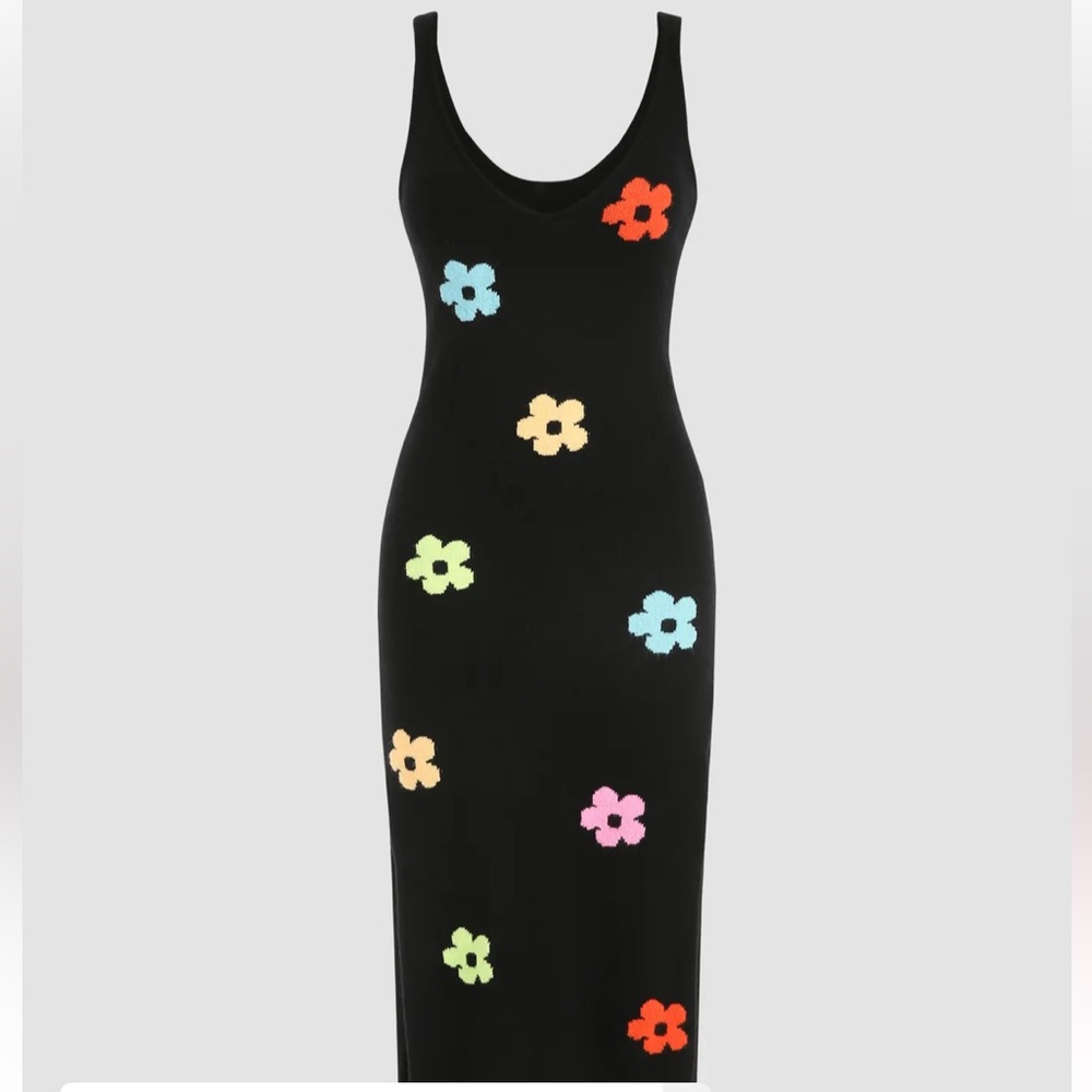 KNIT FLORAL MIDI DRESS